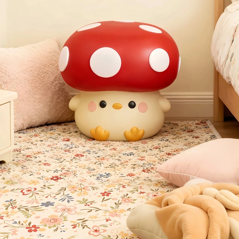 Cartoon Mushroom Stool, Cute Entryway Shoe Bench&Living Room Ottoman, Bedside Accent Seat for Room,Creative Home Decor Furniture - view 4