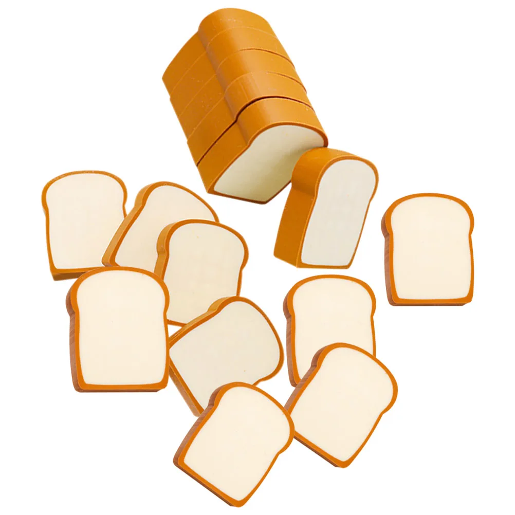 

16pcs Bread Shaped Erasers Cute Cartoon Mini Portable School Office Supplies Drawing Accessories Toast Design Bulk Pack