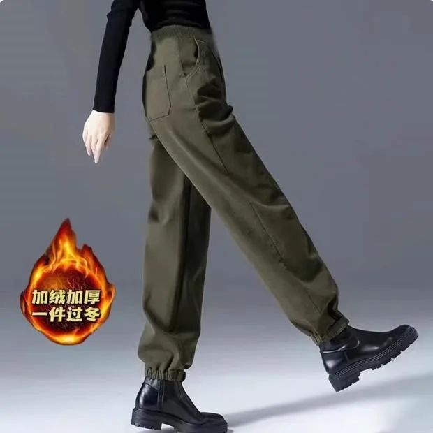 

Повседневные леггинсы, брюки Харлан, женские новые осенне-зимние флисовые утепленные комбинезоны с высокой талией, спортивные штаны с эластичной резинкой на талии