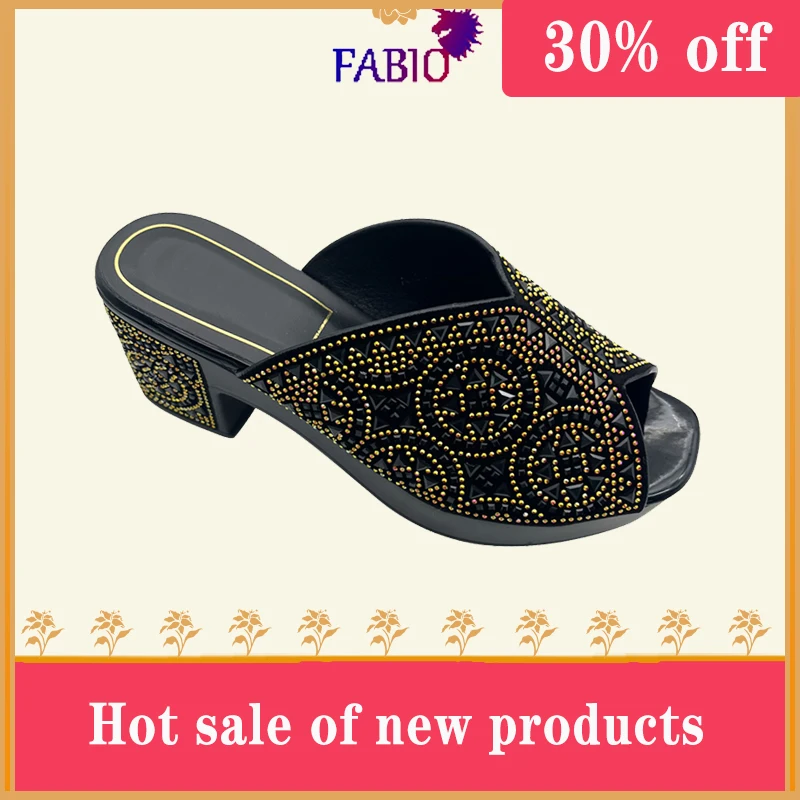 Italian design pop sexy mid-water diamond encrusted party slipper with Nigerian sandals