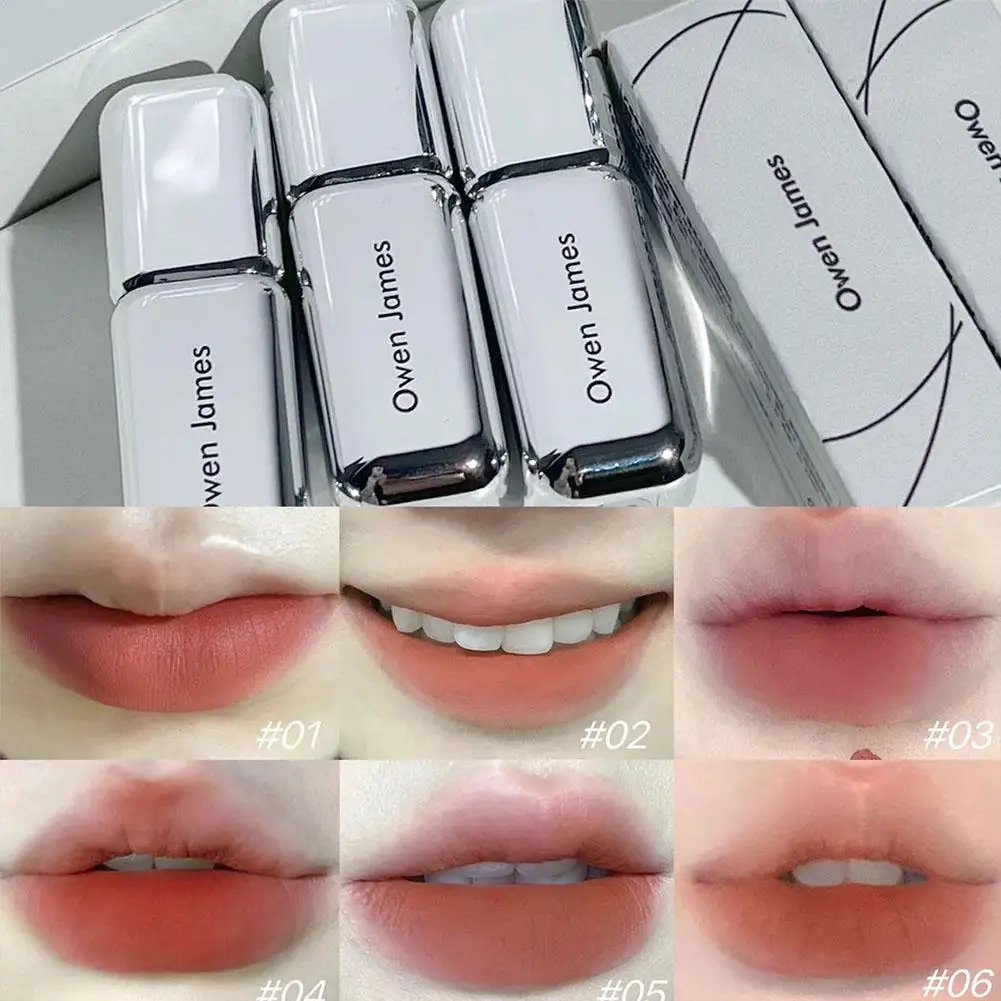 6 Colors Matte Velvet Lip Mud Smooth Nude Apricot Color Non Glaze Waterproof Sticky Cup Lasting Cosmetics Lip T1I0