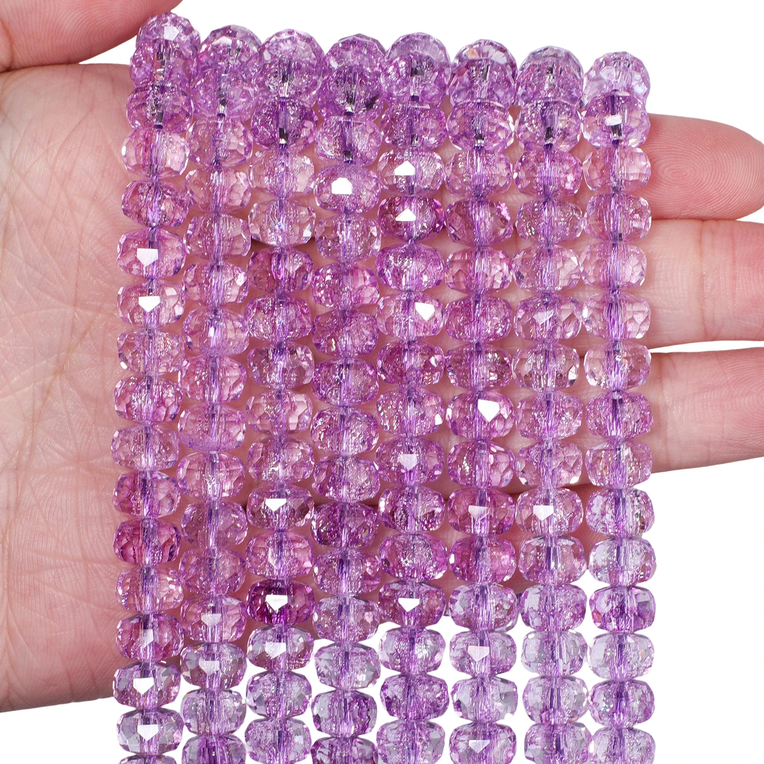 8x5mm Halbplattierte Mehrfarbige Facettierte Rad-Kristallquarz-Perlen AB-Farbe Transparente Glasperlen für DIY-Armband und Halskette – Detail 16