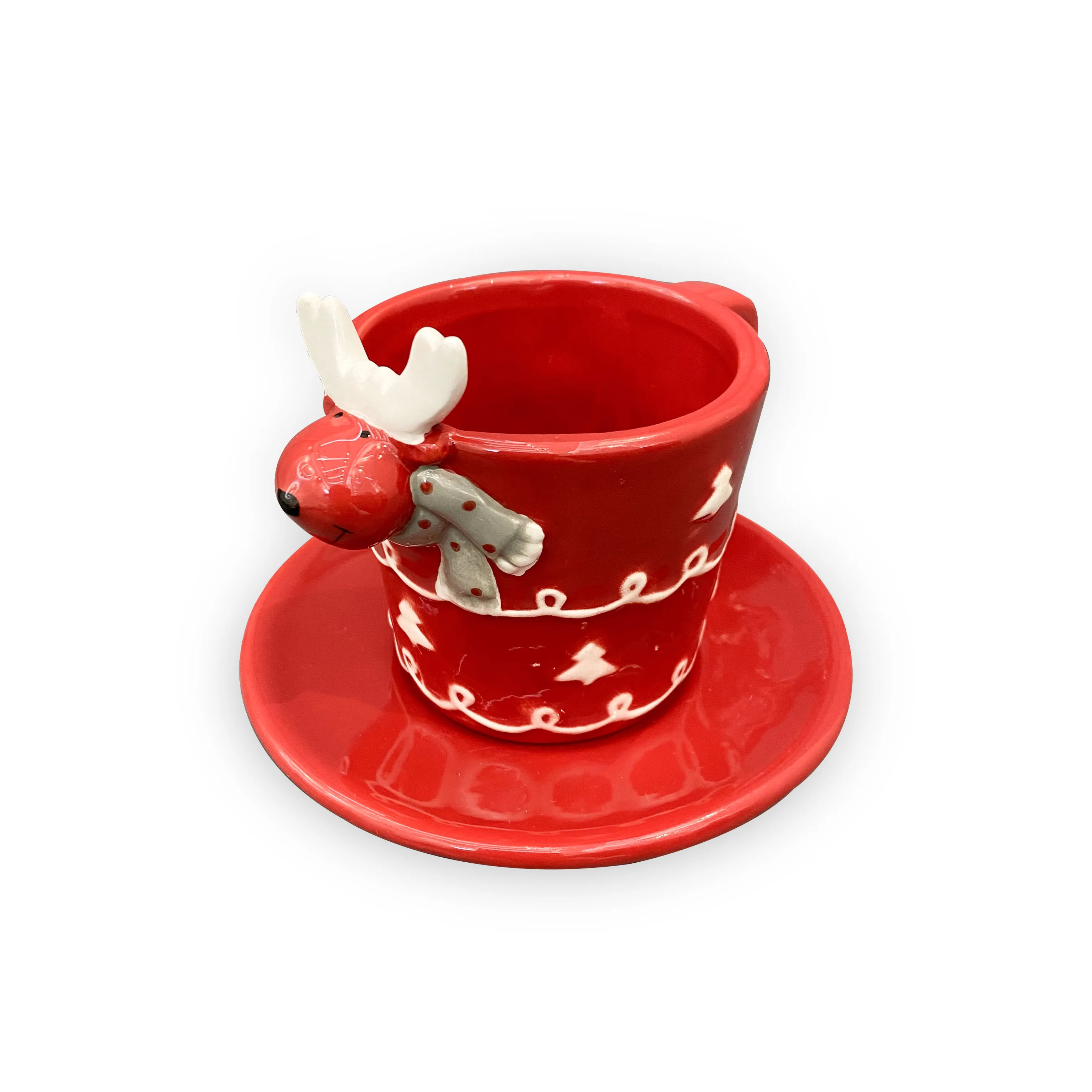 Creative Christmas Deer Style Ceramics Coffee Cup And Saucer Set Mug