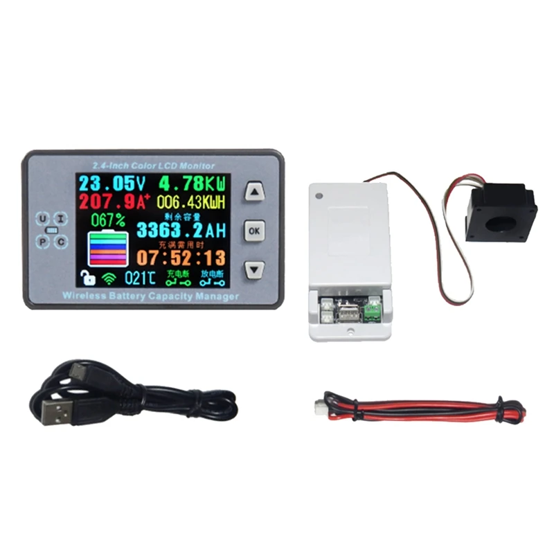 VAC8810F 2.4 Inch Wireless Voltage Meter +Measurement Box Coulometer Capacity Power Detector 120V 100A LCD Monitor