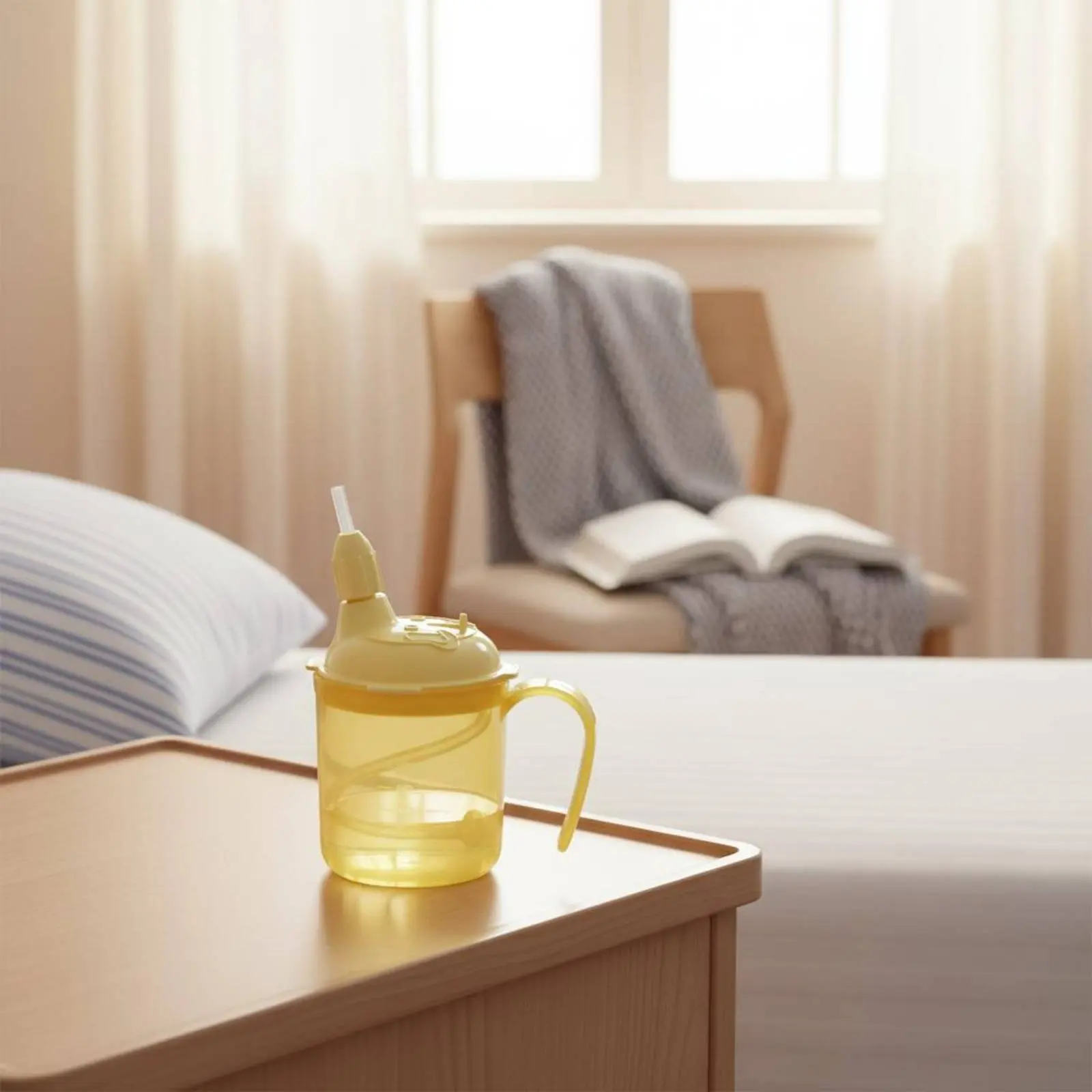 

Bedridden Patient Drinking Mug Drop-Resistant Liquid Food Container with Straw Convalescent Feeding Container Clear Measurement