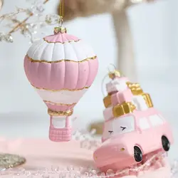 Pink Christmas Hanging Decoration Wreath Car Gift Box Christmas Tree Ornament Party Supplies Festival Xmas Ornament Ball