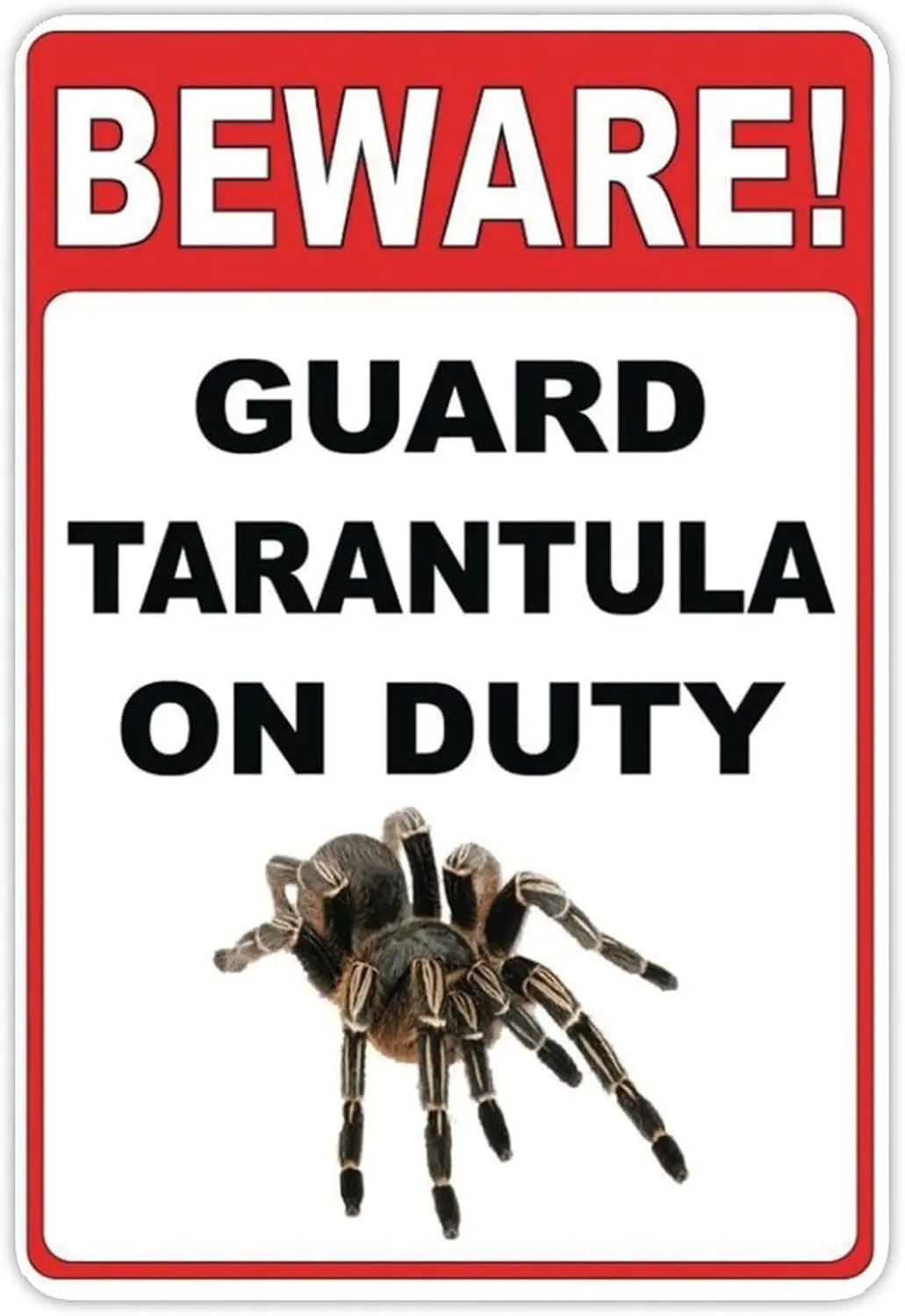 Vorsicht! Guard Tarantula On Duty Lustiges Aluminium-Metallschild aus Blech, für Unternehmen, Sicherheit, Zuhause, Wanddekoration, Kunstposter