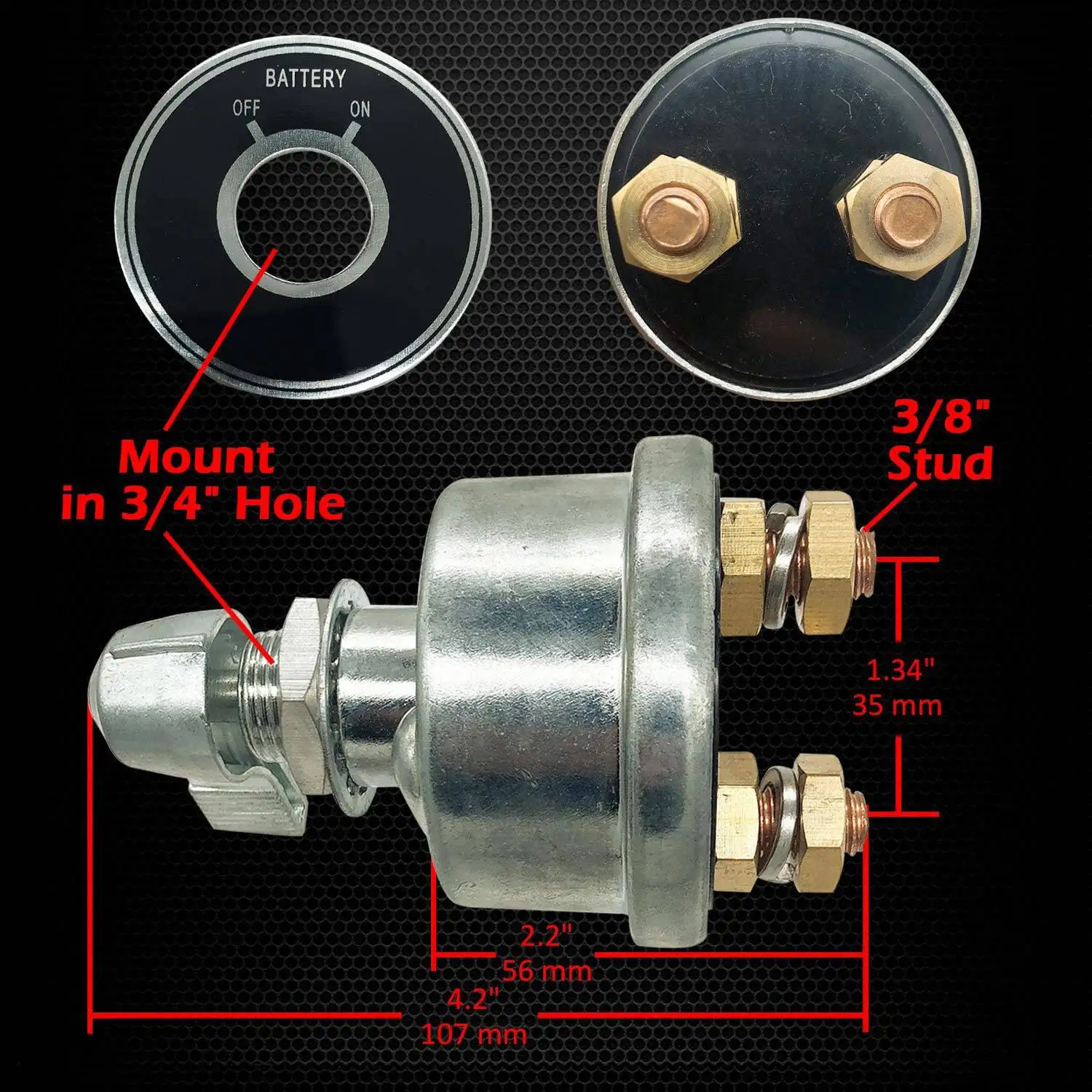 

12-24 V Master Battery Disconnect Switch, Battery Power Cut Isolator Killer For Car, Vehicle, RV And Boat ( On/Off)