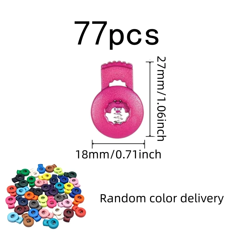 77 pcs Adjustable Toggle Clips, Easy One-Hand Sliding and Firm Cord Grip, ideal for Shoelace Stopper