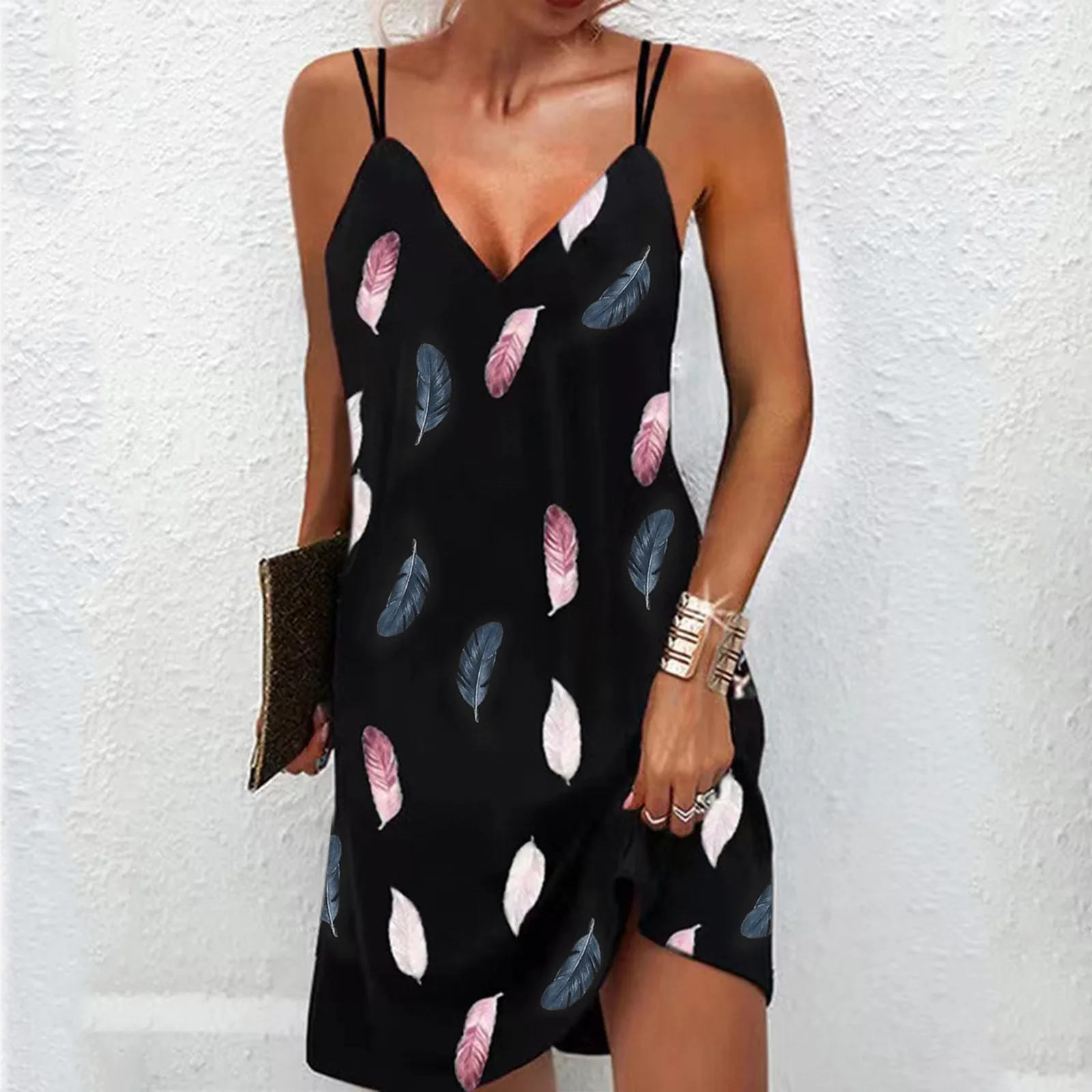 Vestido informal de verano para mujer, camiseta estampada sin mangas, Túnica sin tirantes, sexy, Bodycon