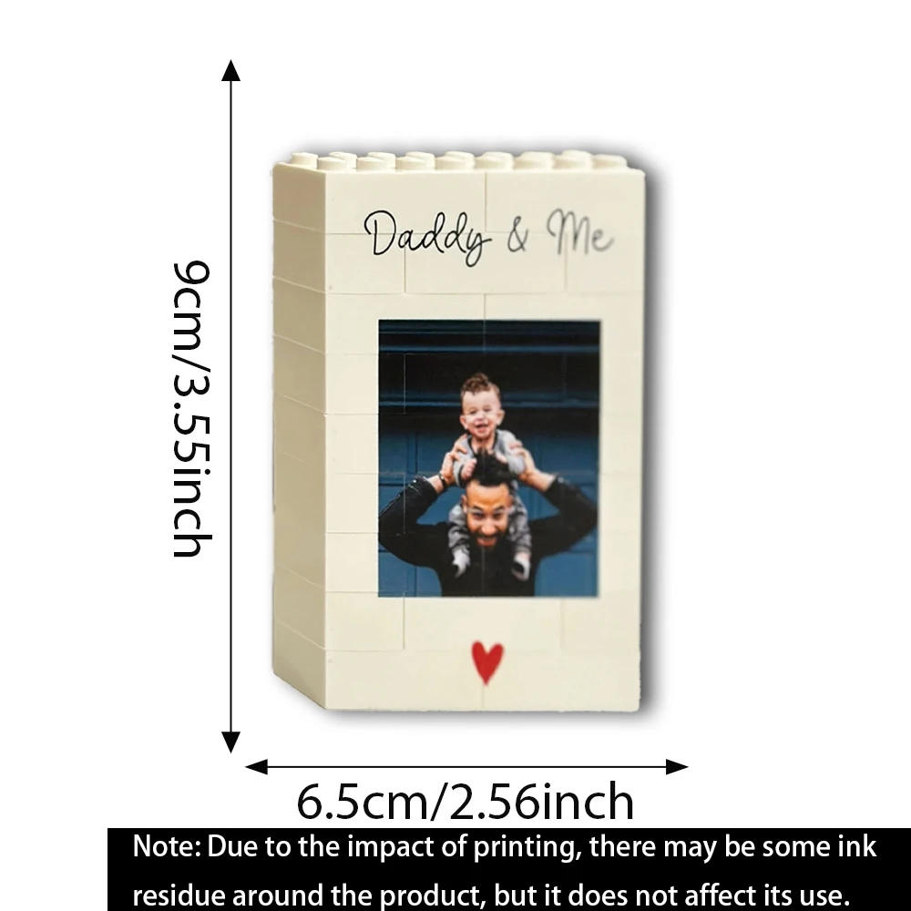 Personalised Daddy & Me Building Block Photo Gift, Custom Brick Style Photo Frame for Dad or Him, Birthday, Christmas Keepsake