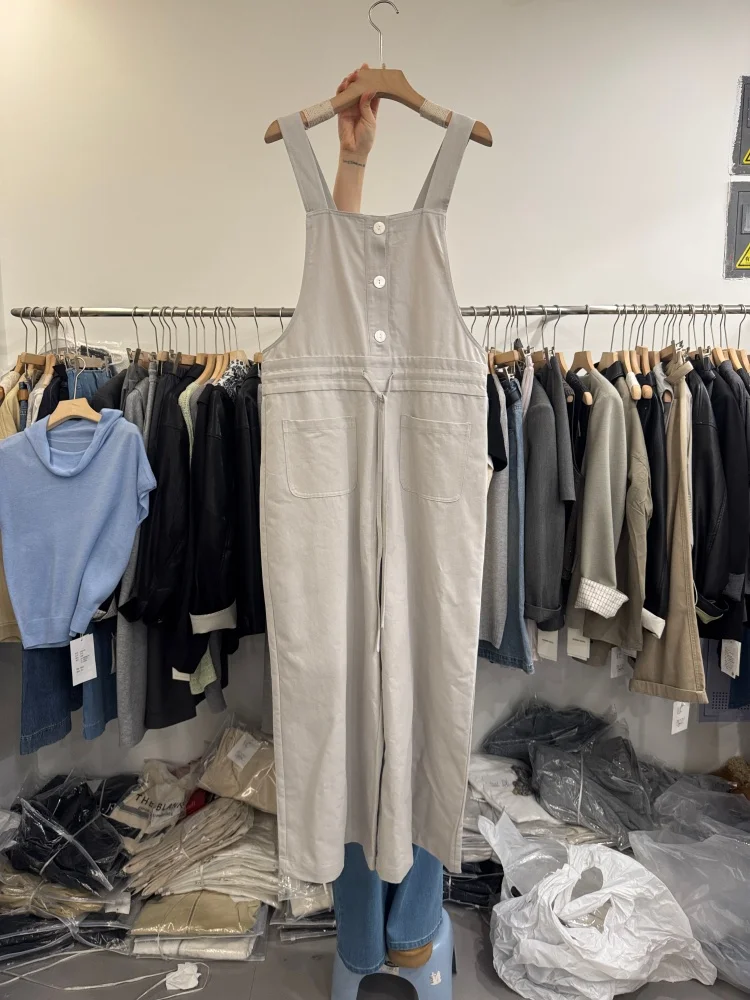 

Ele Dstring Waist Jumpsuit Women's Korean Sle High Waist Slimming Long Pants Commute Straight Cut Spring New Arrival