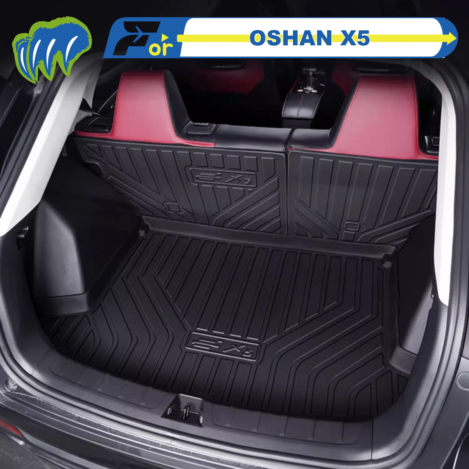 

Для Changan OSHAN X5 PLUS Custom Fit TPE Коврик в багажник автомобиля Коврик для багажника 3D-образный лазерный измерительный вкладыш в багажник Защитный коврик для спинки стула