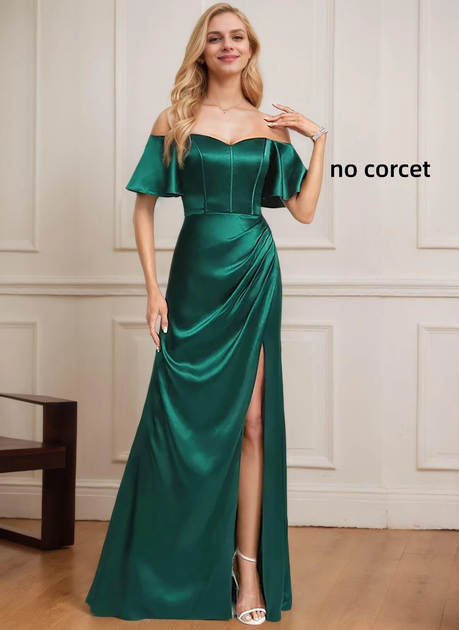 

Off The Shoulder Bridesmaid Dresses for Women Sweetheart Prom Dresses Long Formal Evening Party Gowns with Slit