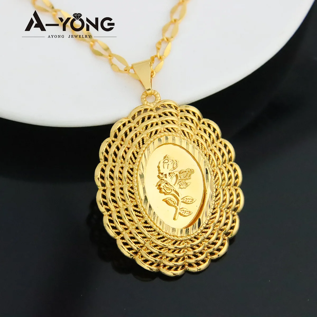 Fashion Arab Gold Color Pendants 18k Gold Plated Punk Hip Hop Big Pendant for Womens Mens Creativity Party Jewelry Gifts