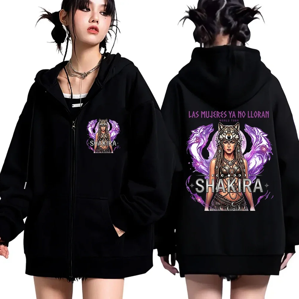 2026 Shakira Las Mujeres Ya No Lloran World Tour Zipper Hoodie Man Woman Harajuku Long Sleeve Streetwear Sweatshirts