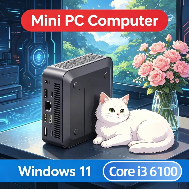 WIFI 6 BT5.2 MINI PC Core i3 6100 Windows 11 Pro 32GB RAM 1TB 2TB SSD 4K HD Gaming Office Study 3 Years Warranty