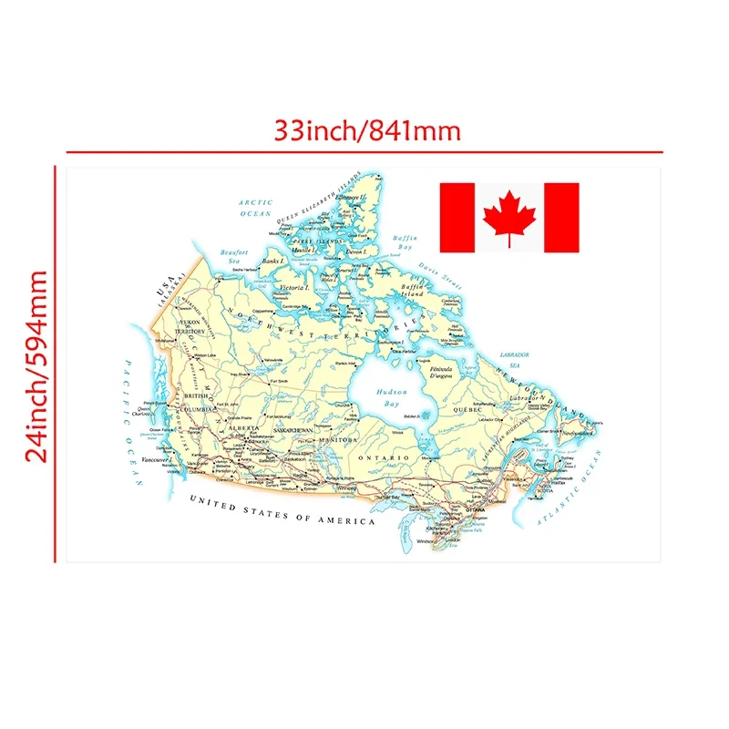 Nowoczesna mapa Kanady Route w języku francuskim 84*59cm włóknina płótno malarstwo bez ramki plakaty i druki wystrój domu materiały do nauki