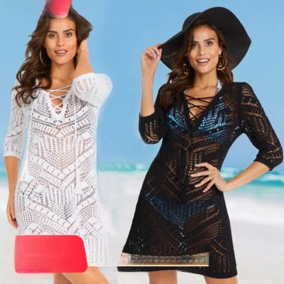 

Сексуальный ажурный вязаный топ, женский пляжный бикини, накидка, верхняя одежда, цветной верхний костюм