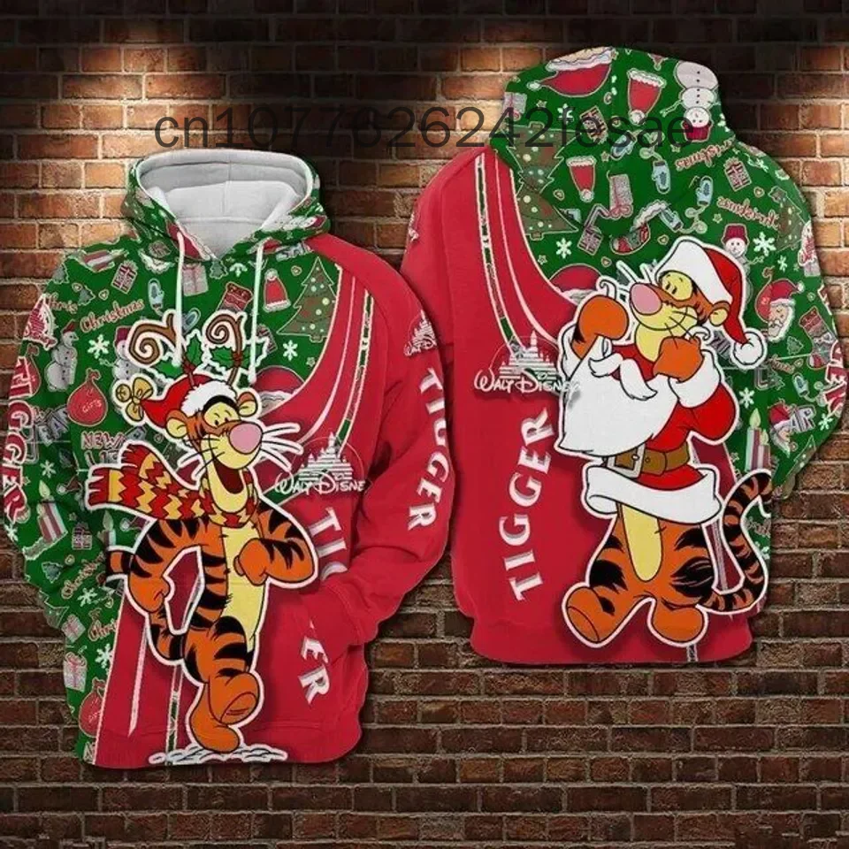 Disney Christmas Tigger Hoodies 3D Printed Casual Fashion Street Men's and Women's Children's Hoodies