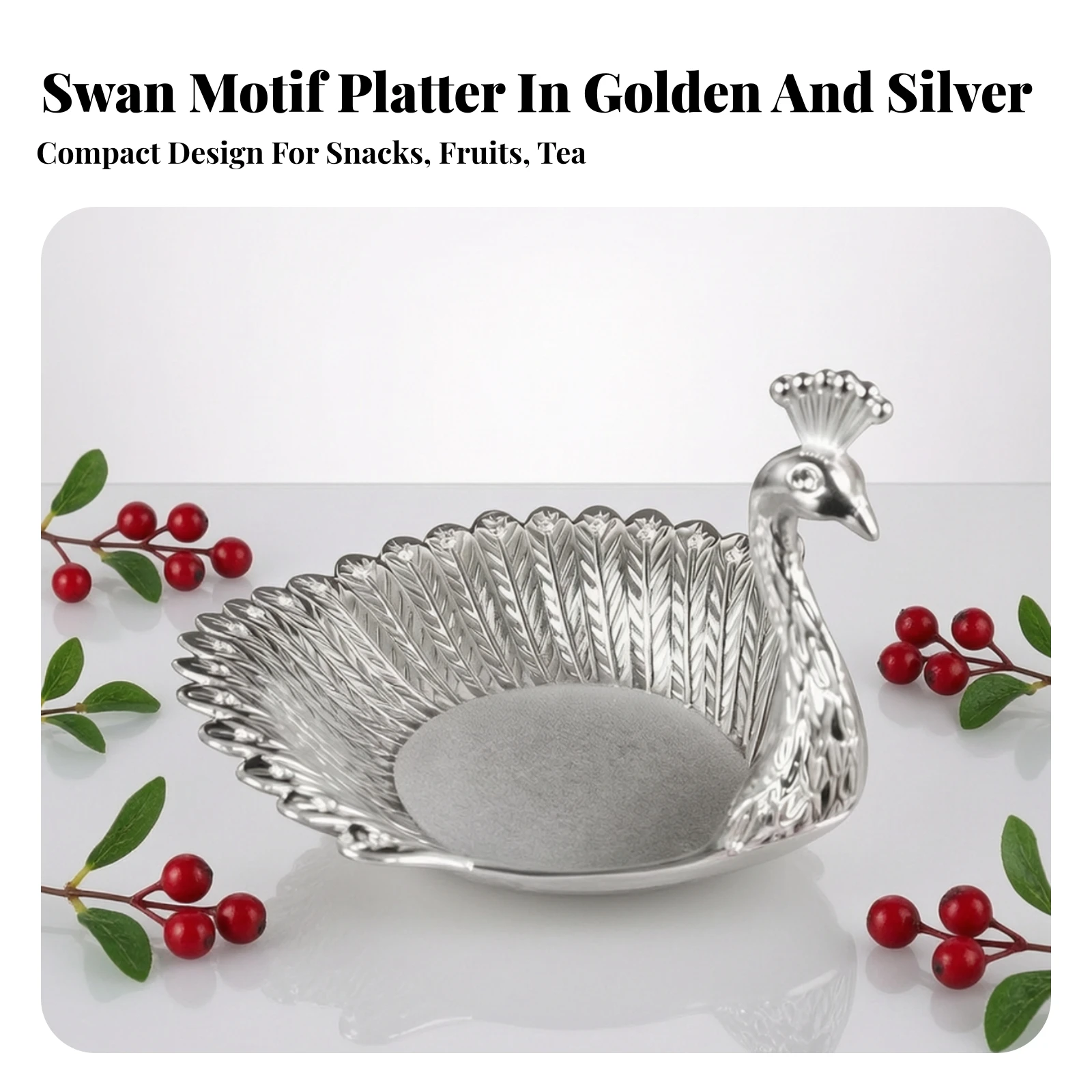 Tray with Swan Figure Decorative Swan Tray Candy Dish Shallow Sturdy for Hosts, Dining Table, Reception Areas
