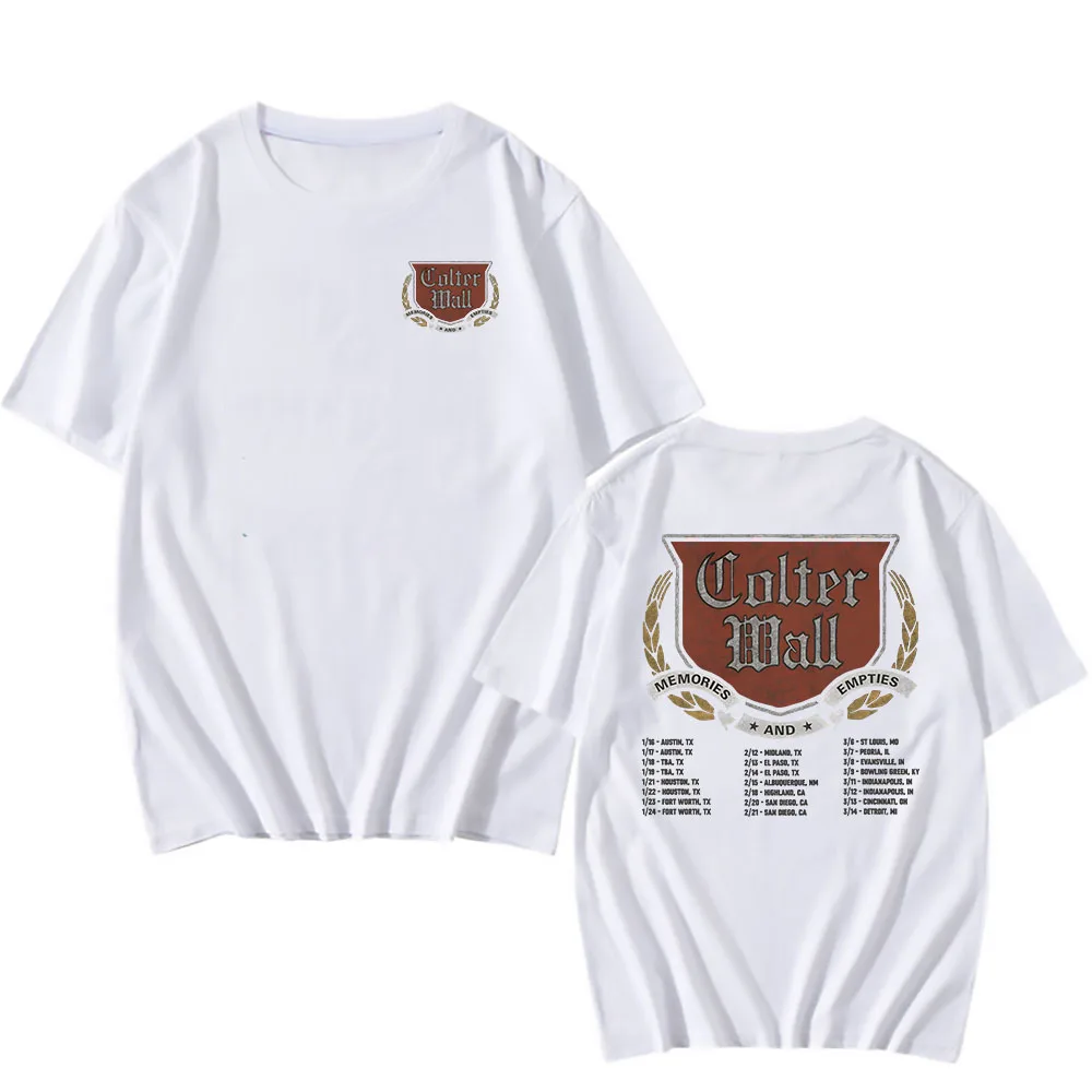 

2026 T-shirt Colter Wall: Memories and Empties Tour Male Fashion Short Sleeve Cotton Tshirts Unisex Streetwear Graphic Print Tee