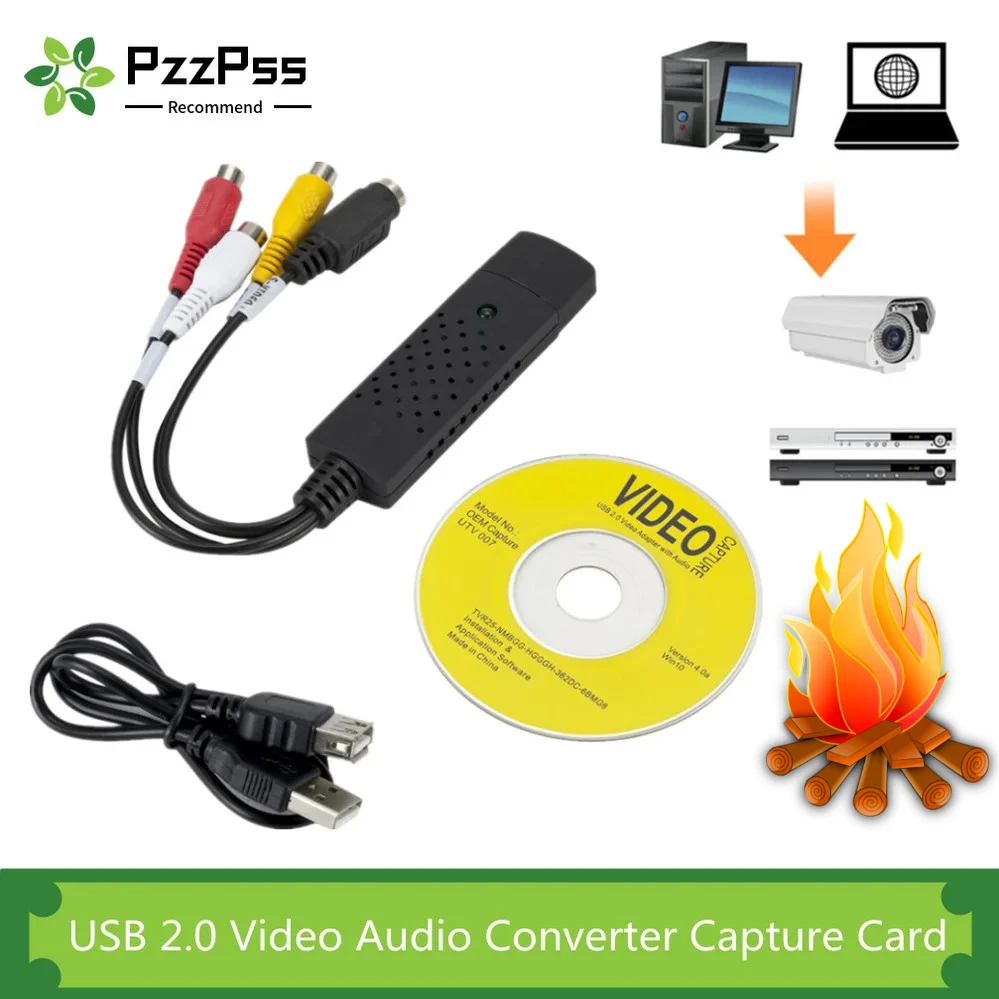 USB2.0 VHS To DVD Converter Convert Analog Video To Digital Format Audio Video DVD VHS Record Capture Card Quality PC Adapter