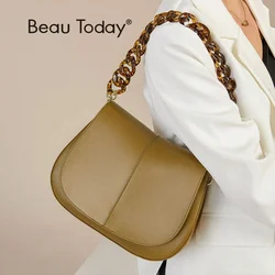 BEAUTODAY Retro Handbags Women Leather 2023 Chain Decor Hand Carry Casual Female Shoulder Messenger Bags A62036