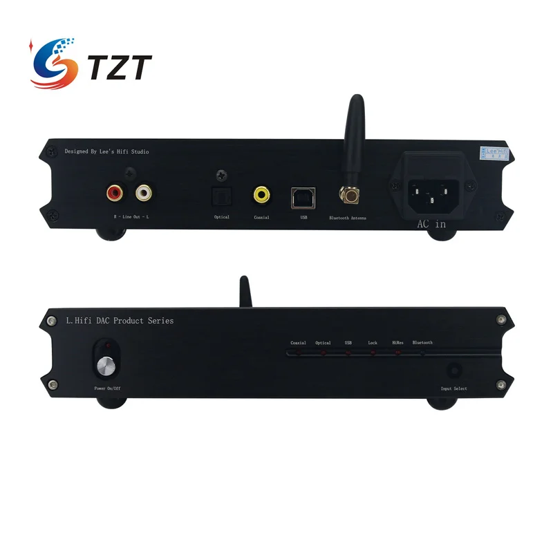 TZT L1794DAC Dual PCM1794 Full Function HiFi Decoder Support Fiber Optic Coaxial USB Bluetooth Input (Silvery/Black Panel)