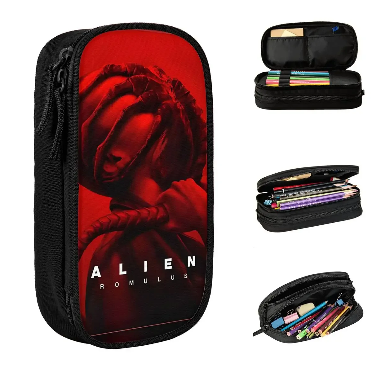 Alien Romulus Movie Horror Pencil Cases Pencilcases Pen Box for Girl Boy Large Storage Bag Students School Gift Accessories