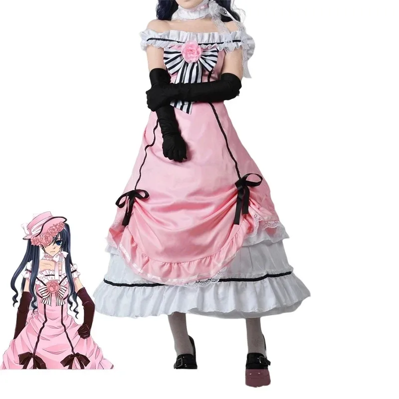 Black Butler Ciel Phantomhive-uniforme Robin rosa, disfraz de Cosplay, vestido Unises, peluca de Halloween, ropa de Anime para carnaval para mujer