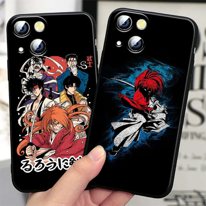 Rurouni Kenshin Apple iPhone Case For 15 14 13 12 11 Mini XS XR X 6S 6 Pro Max Plus Black Soft Cover