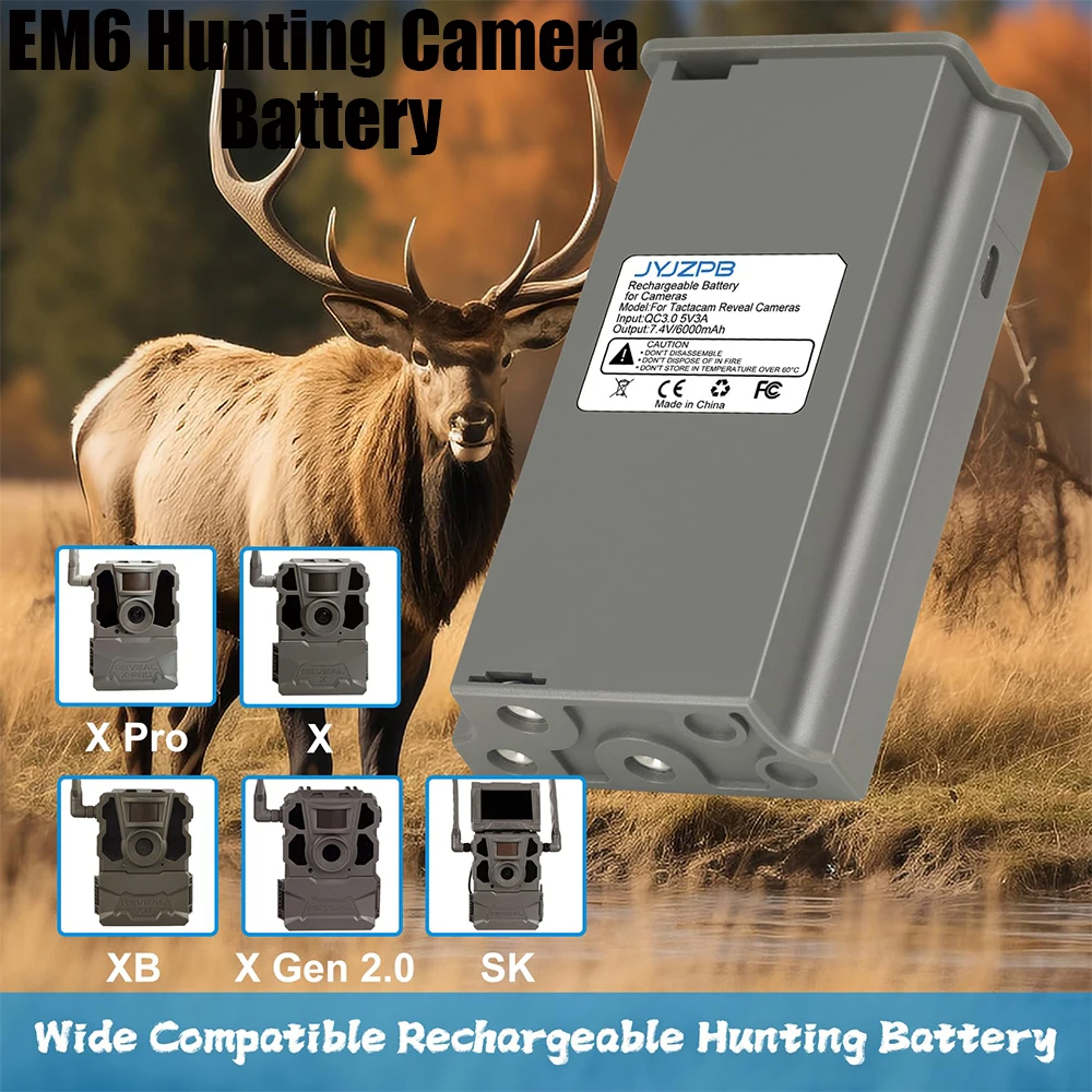 

EM6 Hunting Camera Rechargeable Battery, 6000mAh Battery for Camera X Gen 2.0, X Gen 3.0, X, X Pro, Pro 3.0, XB, SK,2-Pack