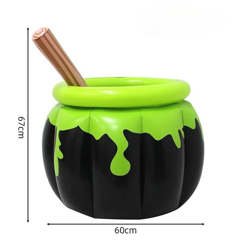 Witch Stirring Candy Inflatable Ice Bucket Chilled Beverage Halloween Horror Haunted House Bar Decor
