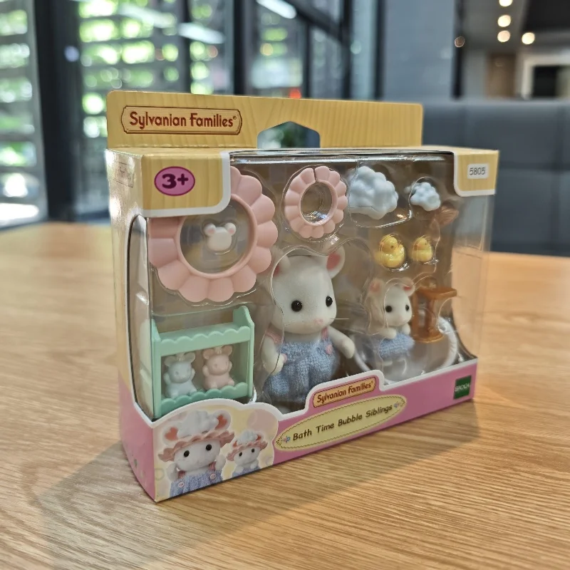 Sylvanian Families Mädchen Kinderspielzeug Calico Critters Miniaturpuppe Kinderspielzeug Mädchen Anime Figuren Badezeit Blase Geschwister