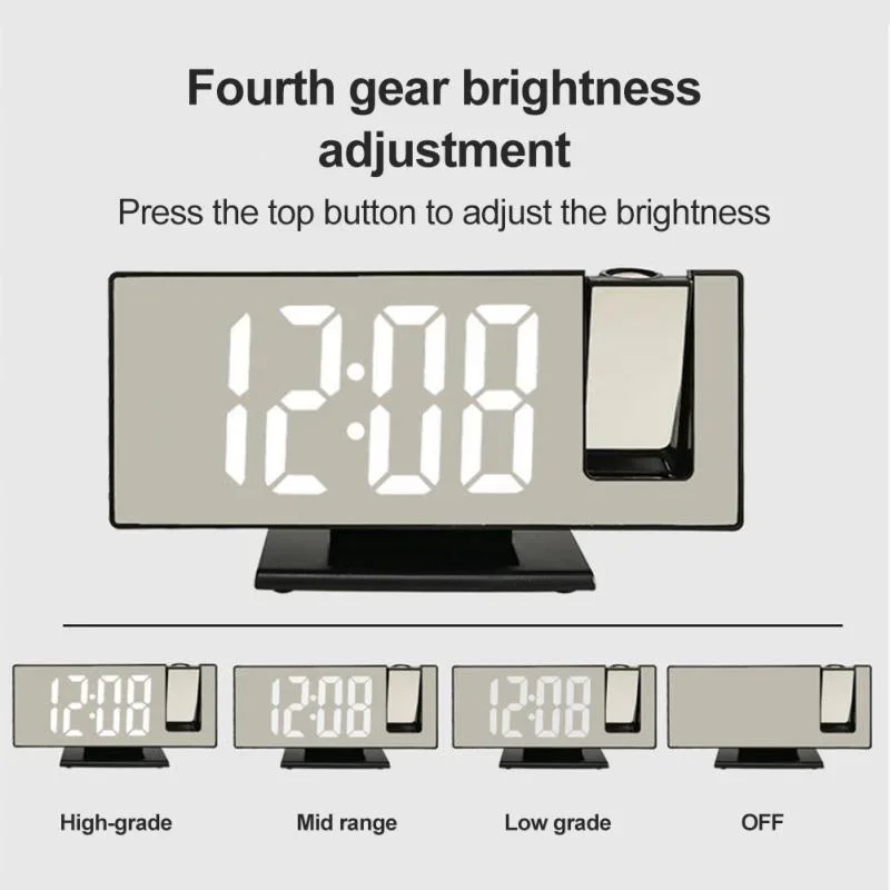 Led Mirror Projection Alarm Clock Digital Electric Desktop Table Bedside Electronic Alarm Clocks Projection Time Bedroom Watch