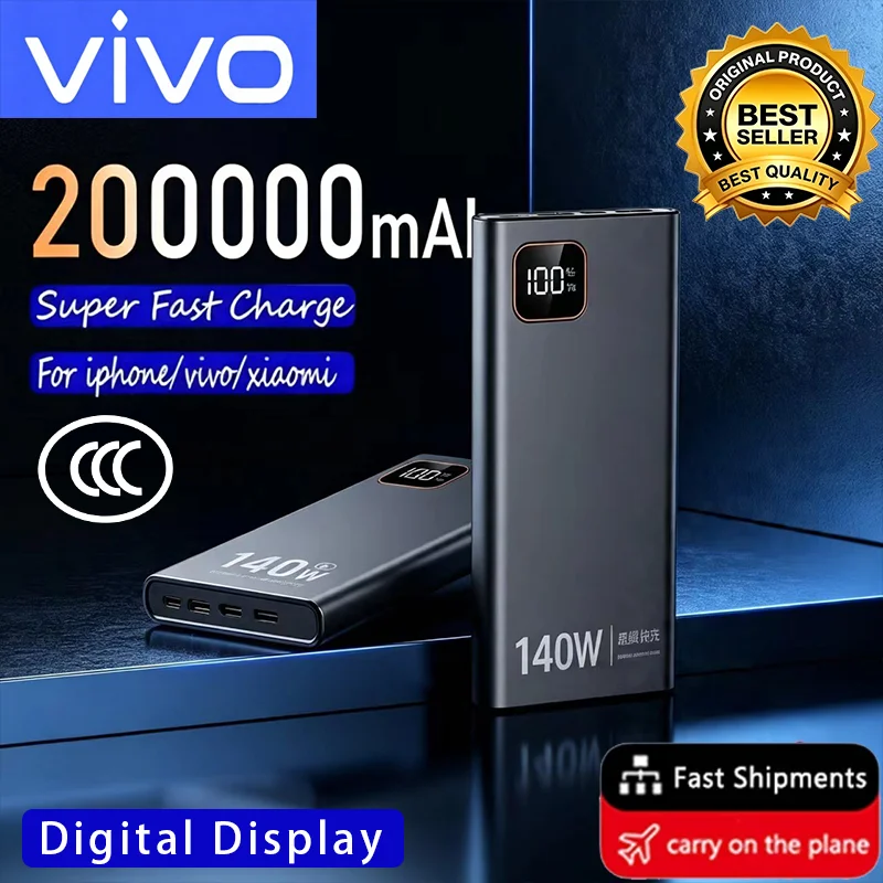 VIVO 500000mAh Ultra Capacity Power Bank Portable Charger 140W Fast Charging New Model Compatible iPhone Samsung Devices