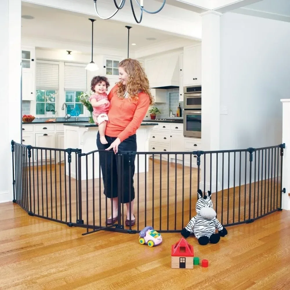 

3 in 1 Metal 8 Panel Play Yard,Playpen or Extra Wide Baby Fence, 199" Wide. Wall Mount Kit Included. 19 sq ft play yard