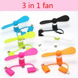 Portable 3 IN 1 Travel Cell Phone Mini Fan Cooling Cooler for Android Type-c Micro USB C For IPad IPhone 5 6 6S 7 Plus 8 X XS