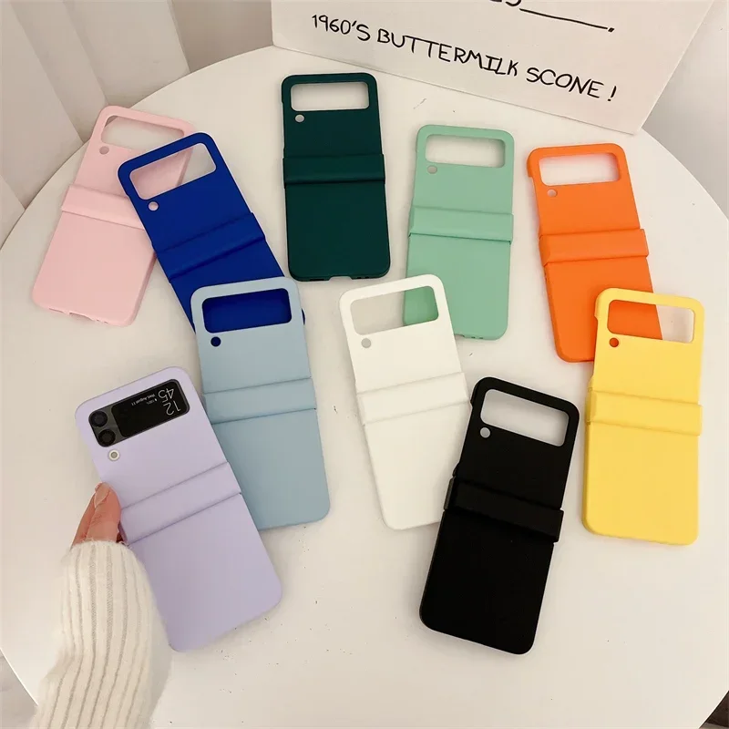 For Samsung Galaxy Z Flip 6 5 4 3 5G Candy Color Phone Case Hinge Plastic Back Cover