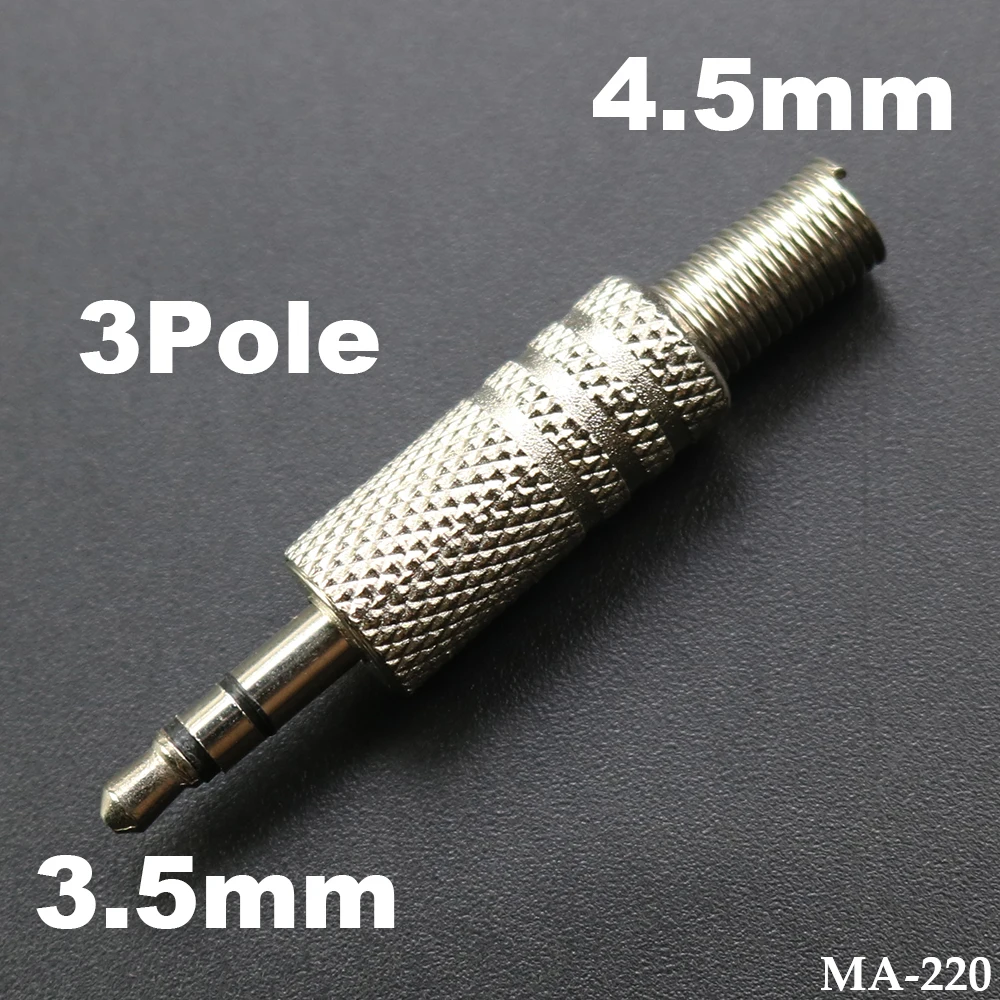 1pcs 3.5mm Male Plug Coaxial 3 Pole Male Audio Connector Soldering Silver Tone Headphones Audio Jack Plug