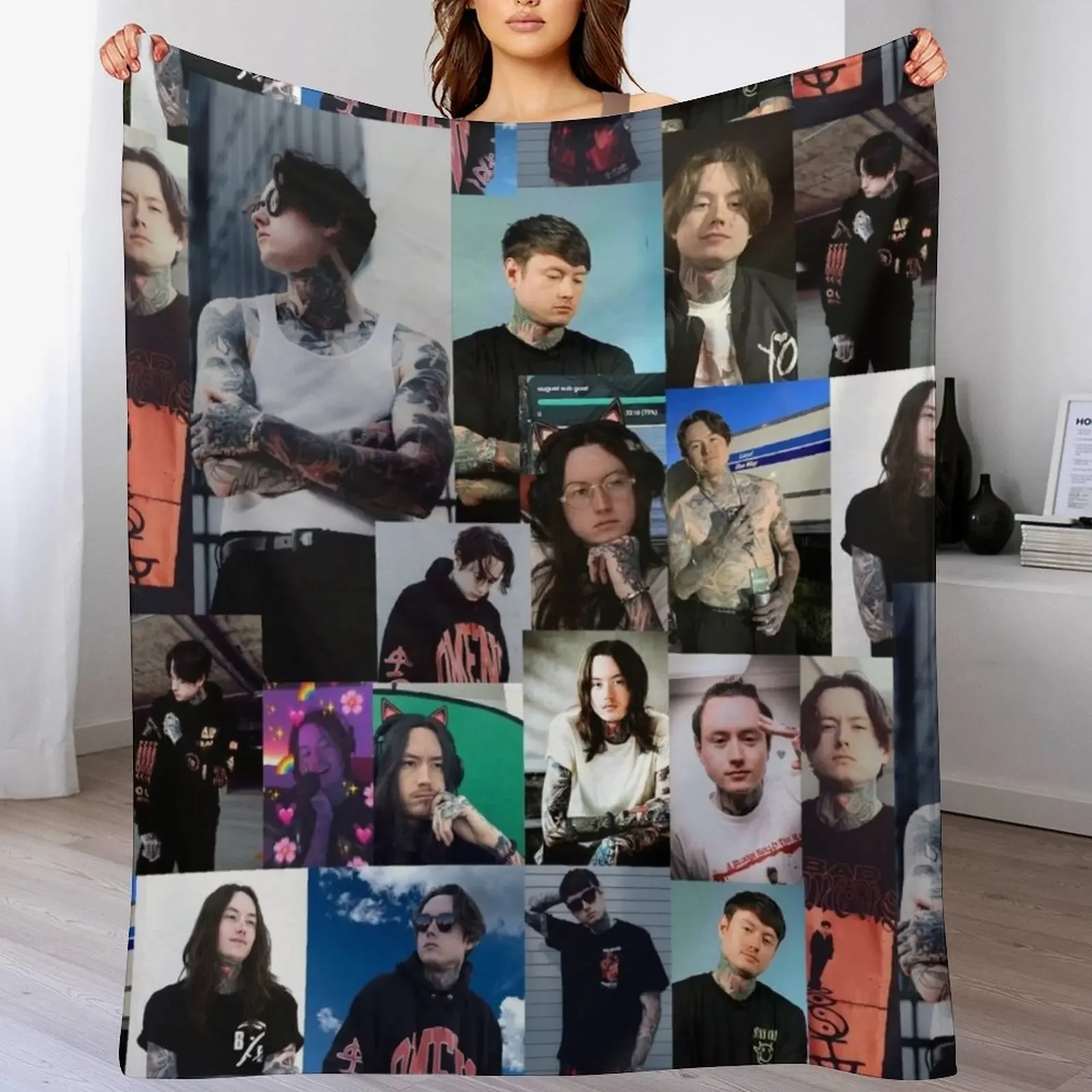 Noah Sebastian photo COLLAGE Throw Blanket Warm Cozy Throw Blanket for Living Room Couch