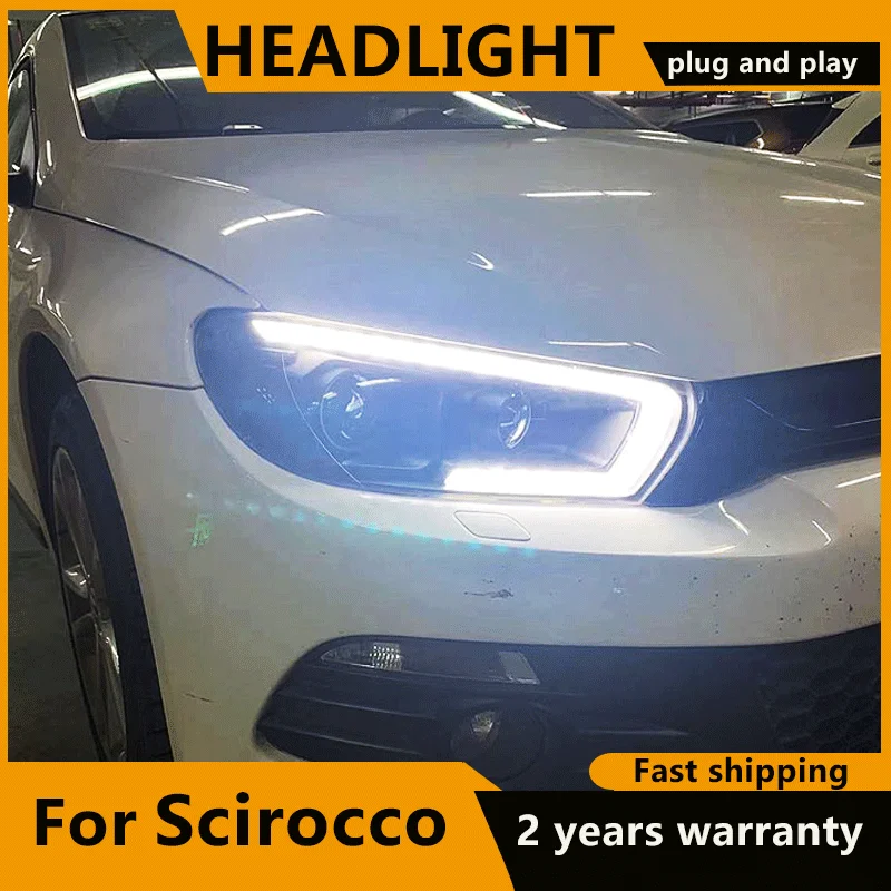 For Volkswagen VW Scirocco 1.4T 2.0T FULL LED Headlights 2009-2017 LED DRL Dynamic Turn Signal Projector Lens Auto Front Lights