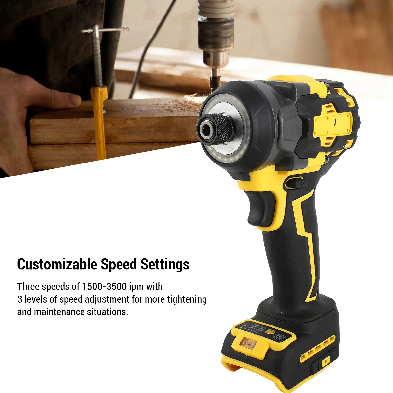 Rechargeable Cordless Screwdriver 3 Gears Adjutsable High Speed Brushless Electric Screwdriver with LED Light for DCB200 Battery