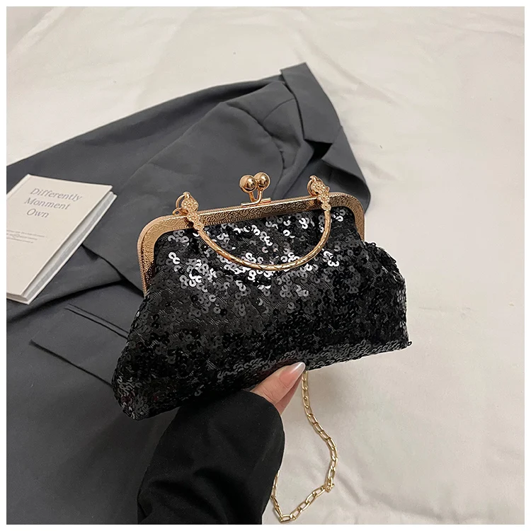 Bolso de mano con lentejuelas brillantes para mujer, estilo celebridad, para noche, con bolsillo para móvil y pintalabios, vi...