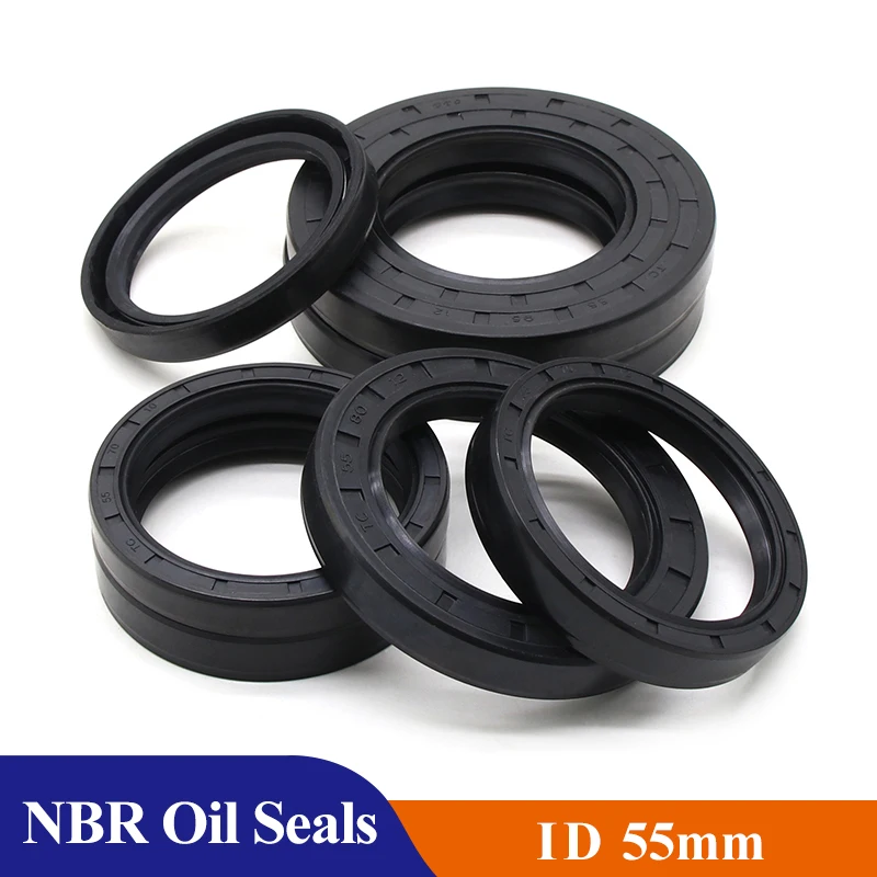 1pcs NBR Oil Seal ID 55mm TC-70/72/75/78/80/82/85/90/95/100/110*8/9/10/12mm Nitrile Rubber Shaft Double Lip Oil Seals Gasket