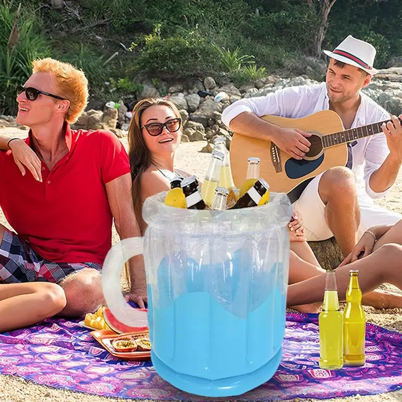 Inflatable Ice Bucket Drink Cooling Ice Barrel Ice Beverage Bucket For Beach Camping Pool Parties Barbecue Picnic