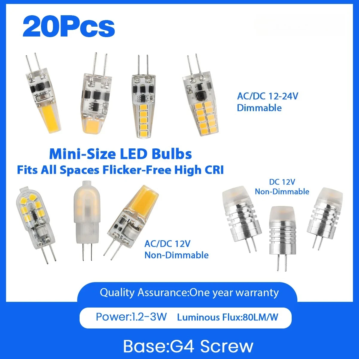 

20 шт. светодиодных COB-ламп G4, AC/DC 12В, 1.2Вт, 2Вт, 3Вт, COB LED лампы 3000K, 4000K, 6000K, для люстр, замена галогенных ламп