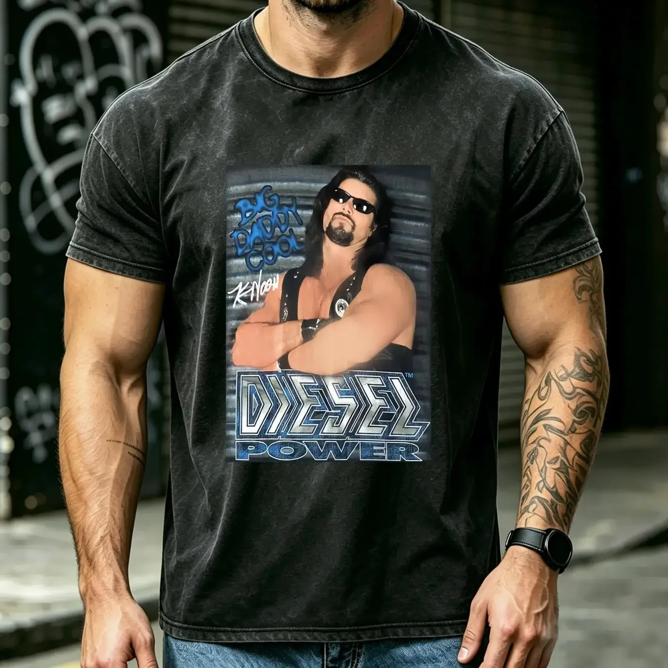 washed T Shirt Big Daddy Cool 1995 Kevin Nash Black S 5XL CC4534 long or short sleeves vintage Washed Stretched homme