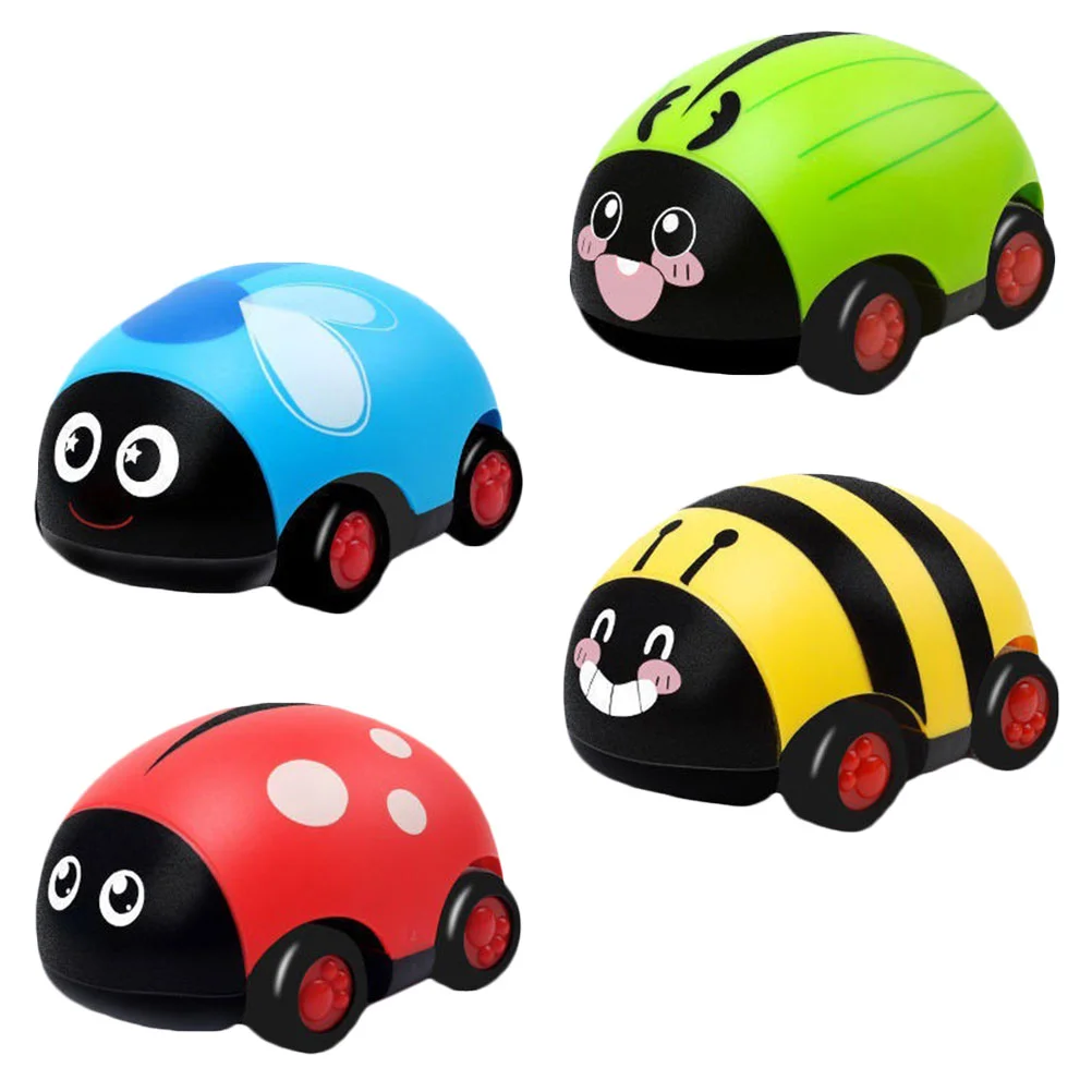 

4 Pcs Ladybug Pull Back Car Practical Toys Kid-friendly ABS Vehicle Mini Imaginative Sports Preschool Cognitive Shaped